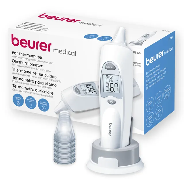 beurer-ft-58-ohrthermometer-mit-infrarot-messtechnik-und-fieberindikator-inkl-10 image 1