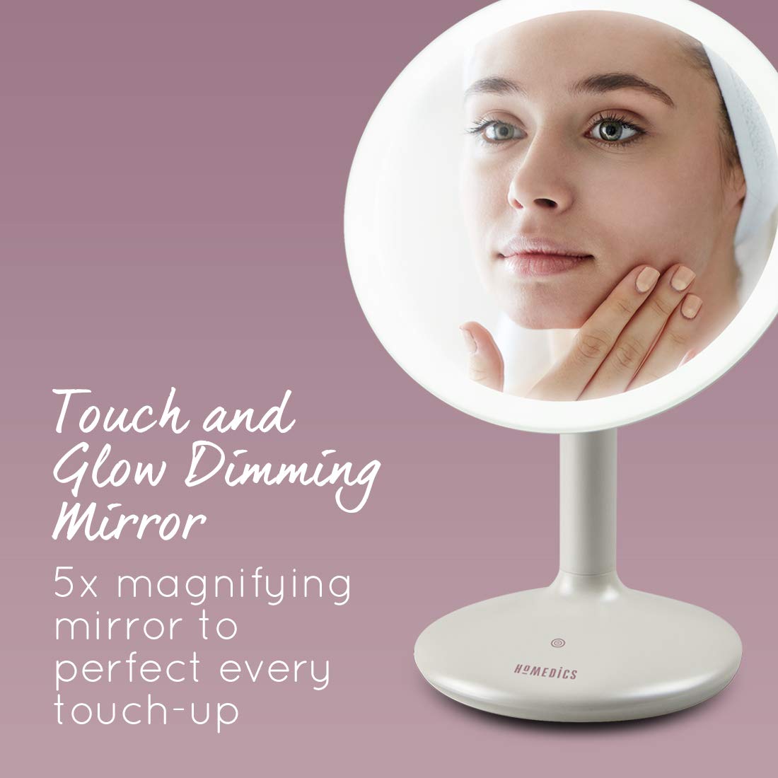 homedics-beauty-touch-and-glow-wiederaufladbarer-led-spiegel-5-fache-vergr-erung image 3