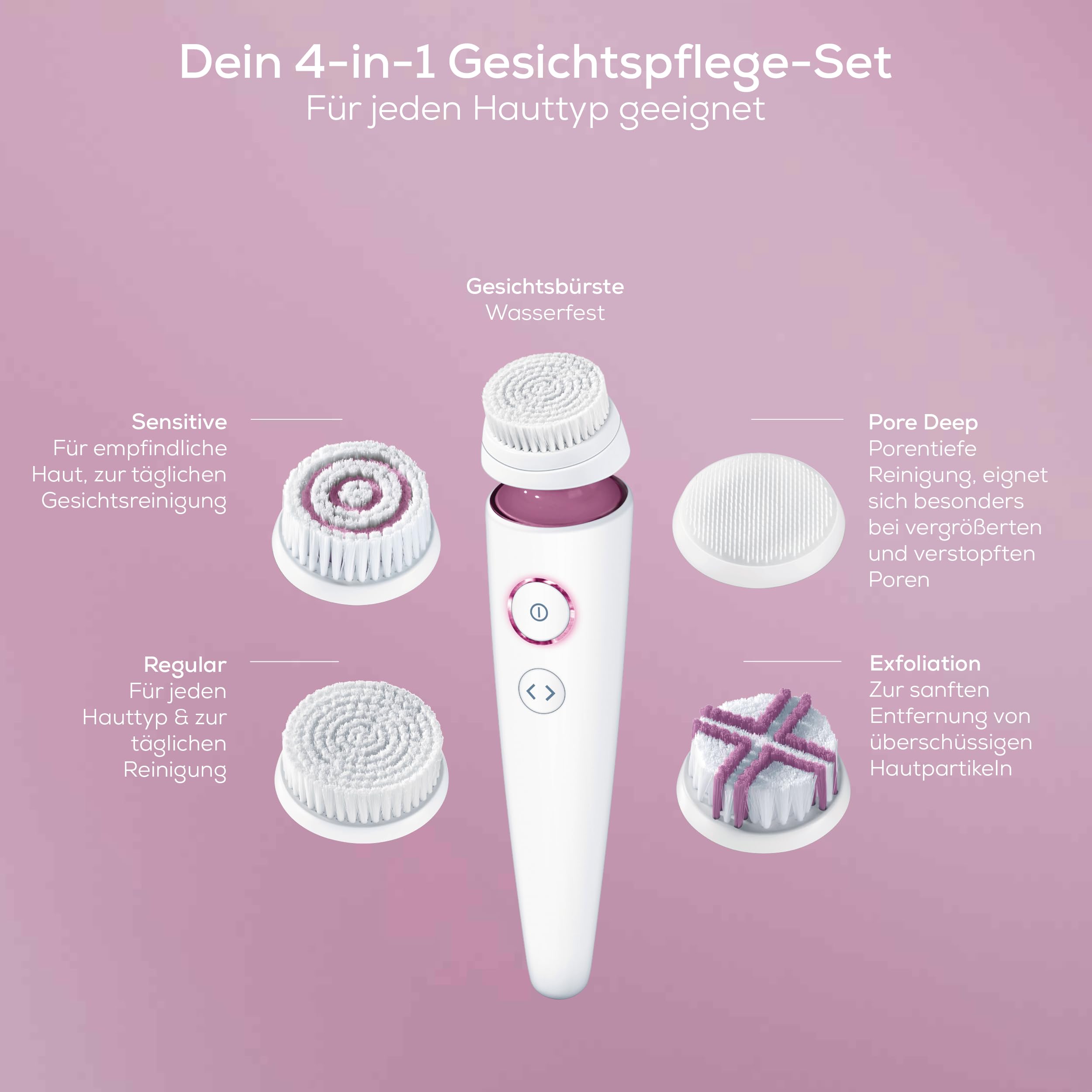 beurer-fc-95-elektrische-gesichtsb-rste-porenreinigung-mit-4-aufs-tzen-wasserfes image 4