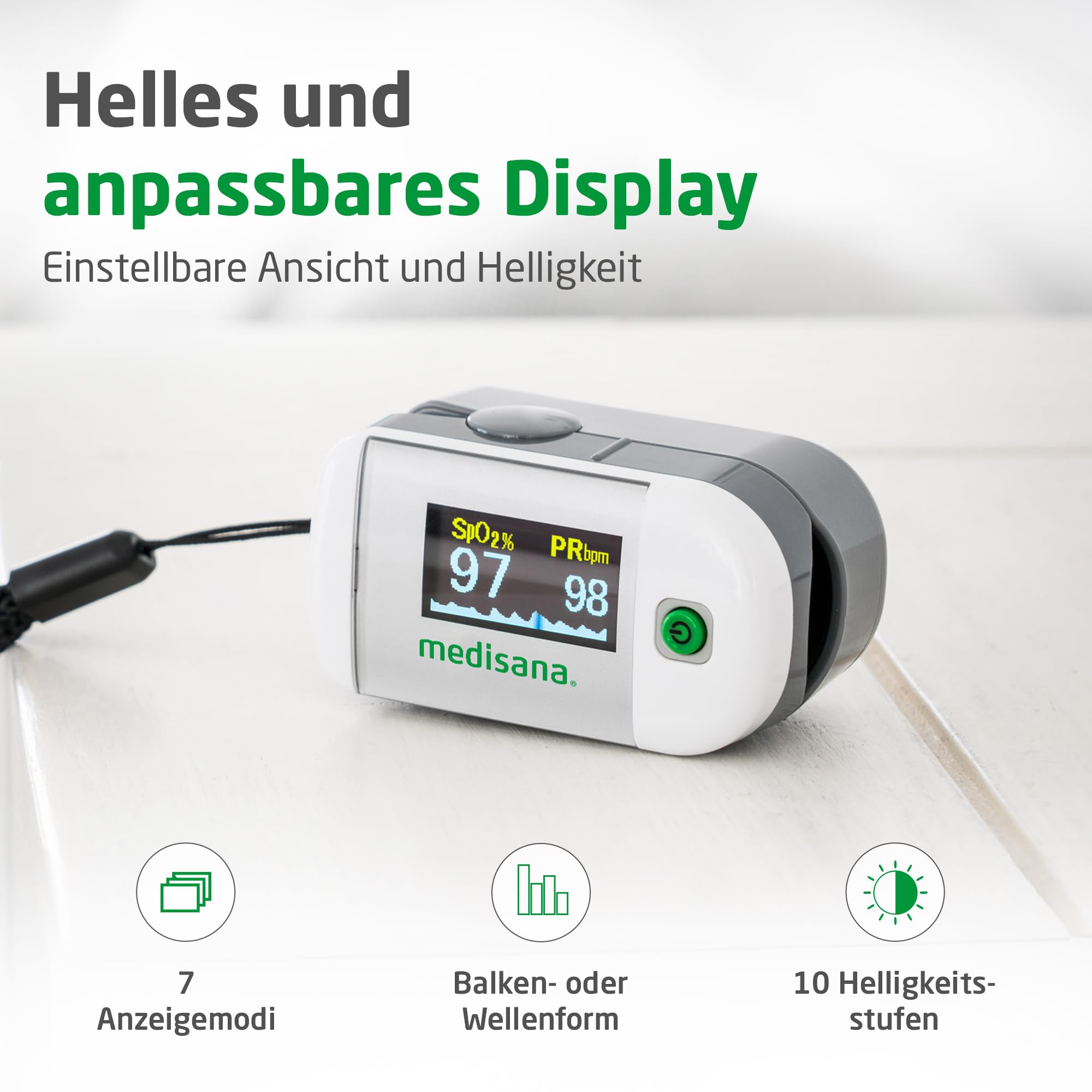 medisana-pm-100-pulsoximeter-oled-one-touch-sauerstoffs-ttigung-puls-6-anzeigemo image 3