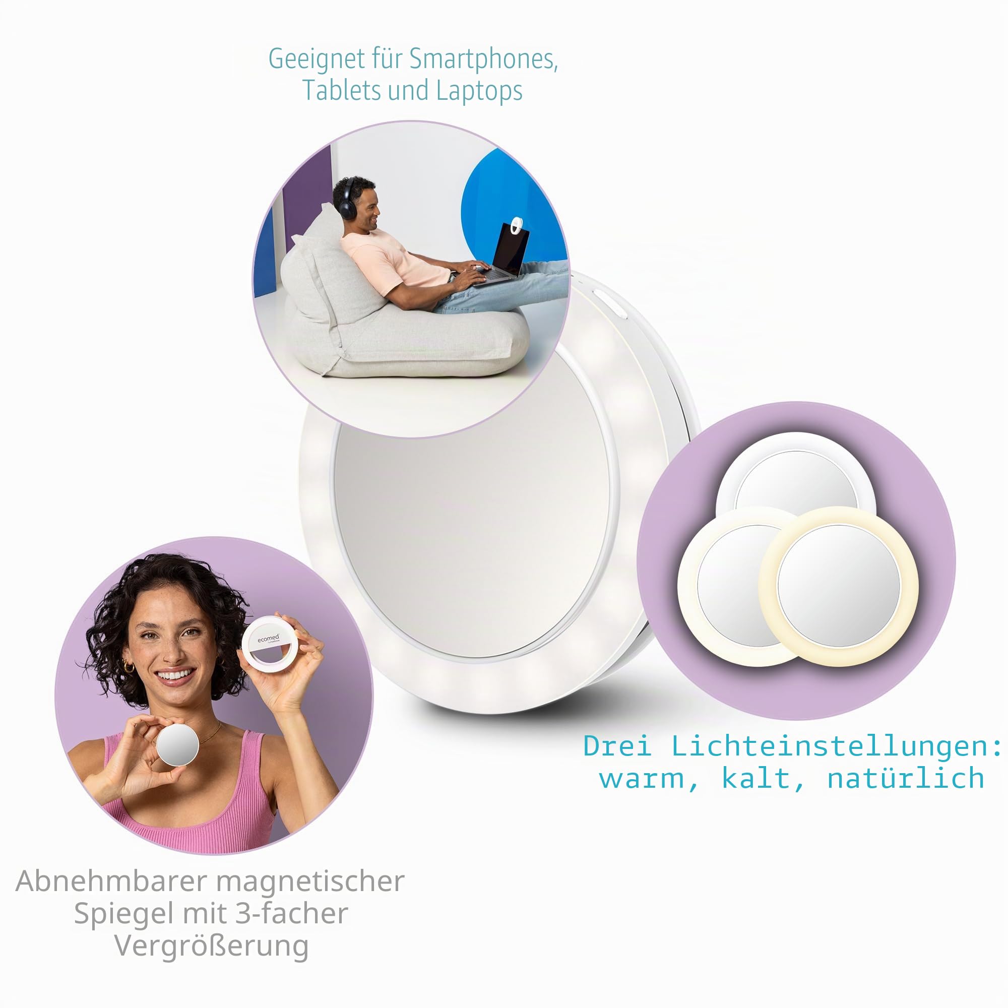 ecomed-by-medisana-cm-20e-selfiespiegel-mit-led-licht-kompakter-kosmetikspiegel- image 4