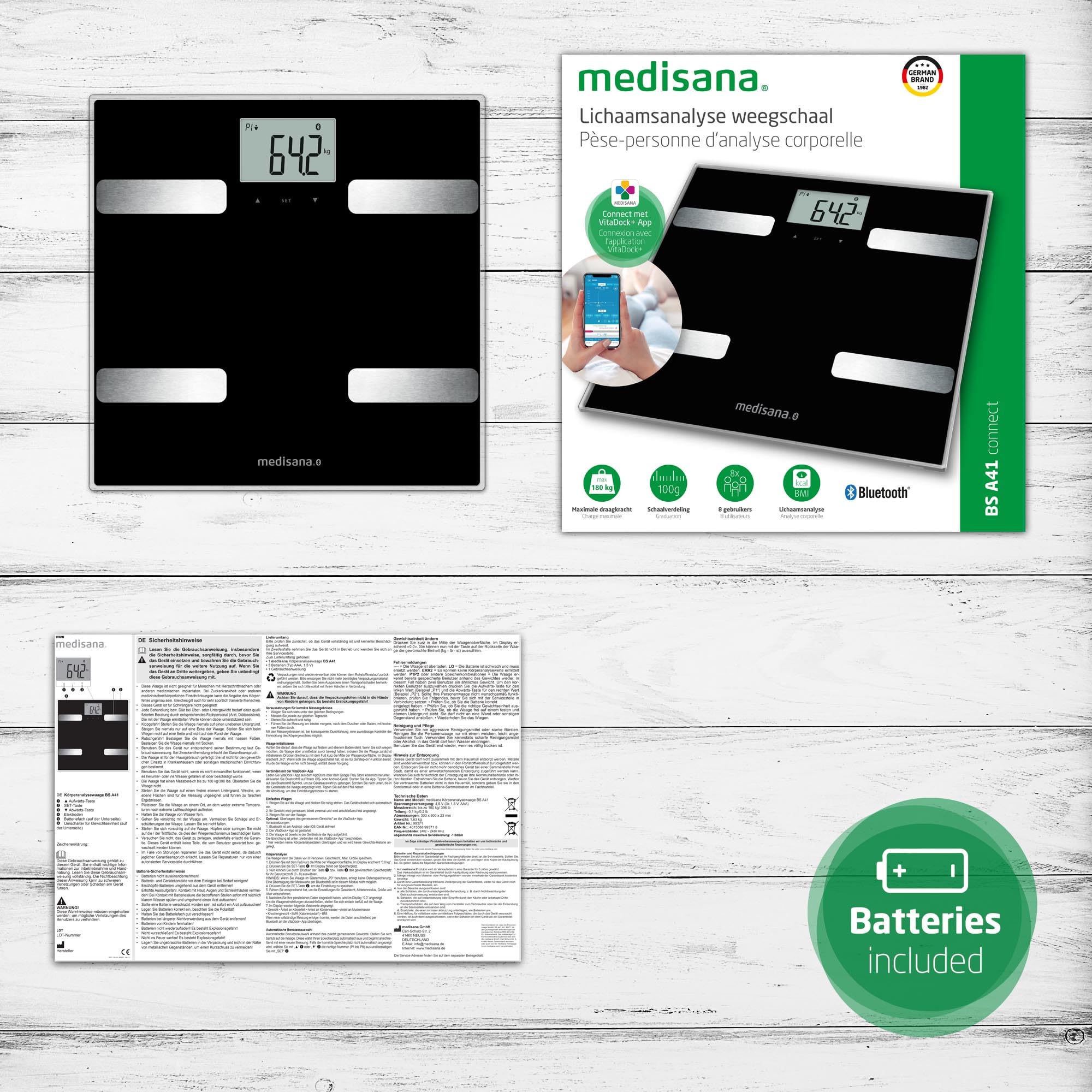 medisana-bs-a41-k-rperanalysewaage-mit-vitadock-app-bluetooth-bis-180-kg-schwarz image 6