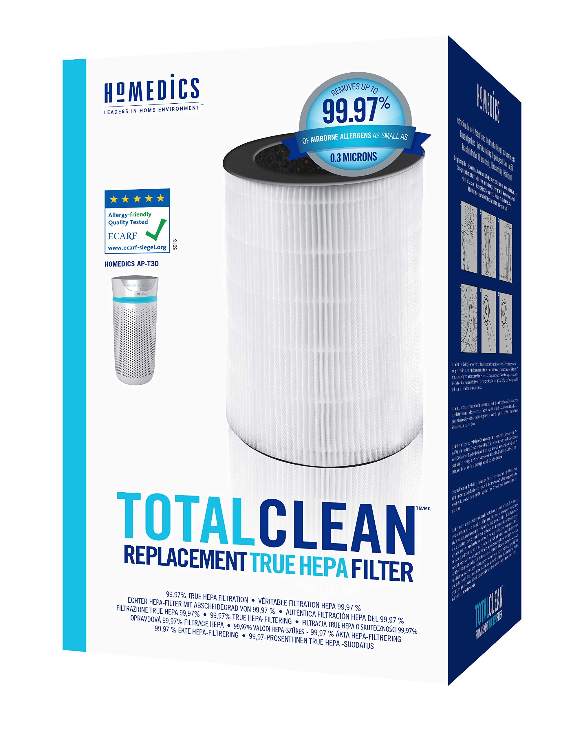 homedics-totalclean-ersatzfilter-ap-t30-hepa-filter-mit-kohlenstoffgeruchsfilter image 2