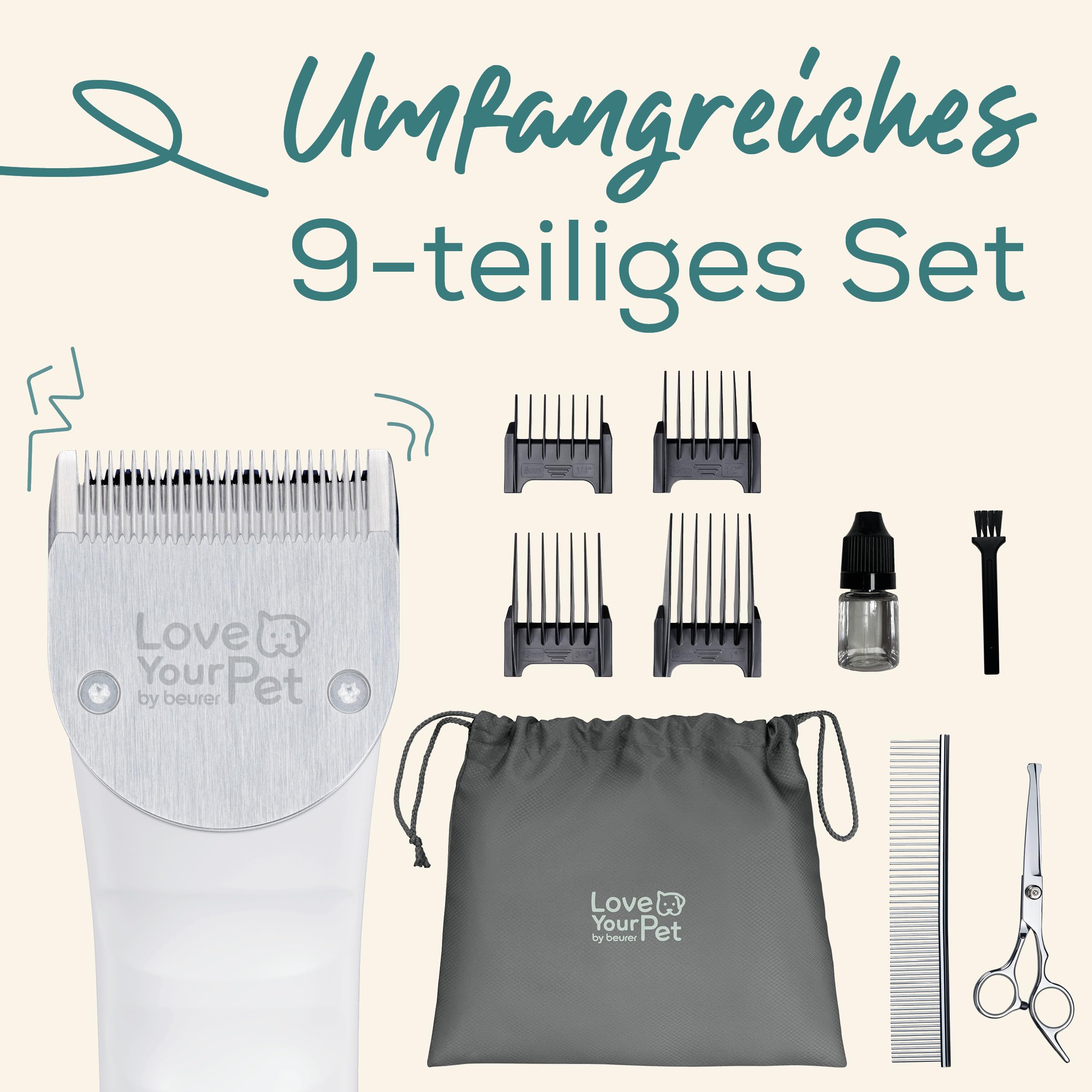 beurer-love-your-pet-schermaschine-fluffy-leise-trimmer-f-r-hunde-katzen-9-teili image 5