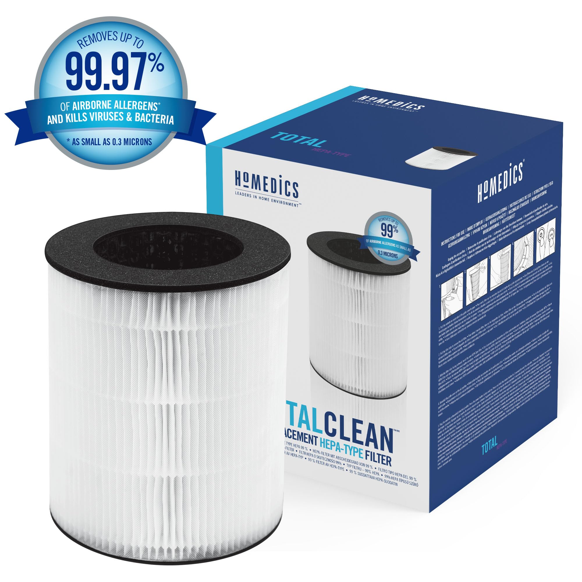 homedics-totalclean-ap-t20-hepa-ersatzfilter-kompatibel-mit-luftreiniger-wei-gra image 2
