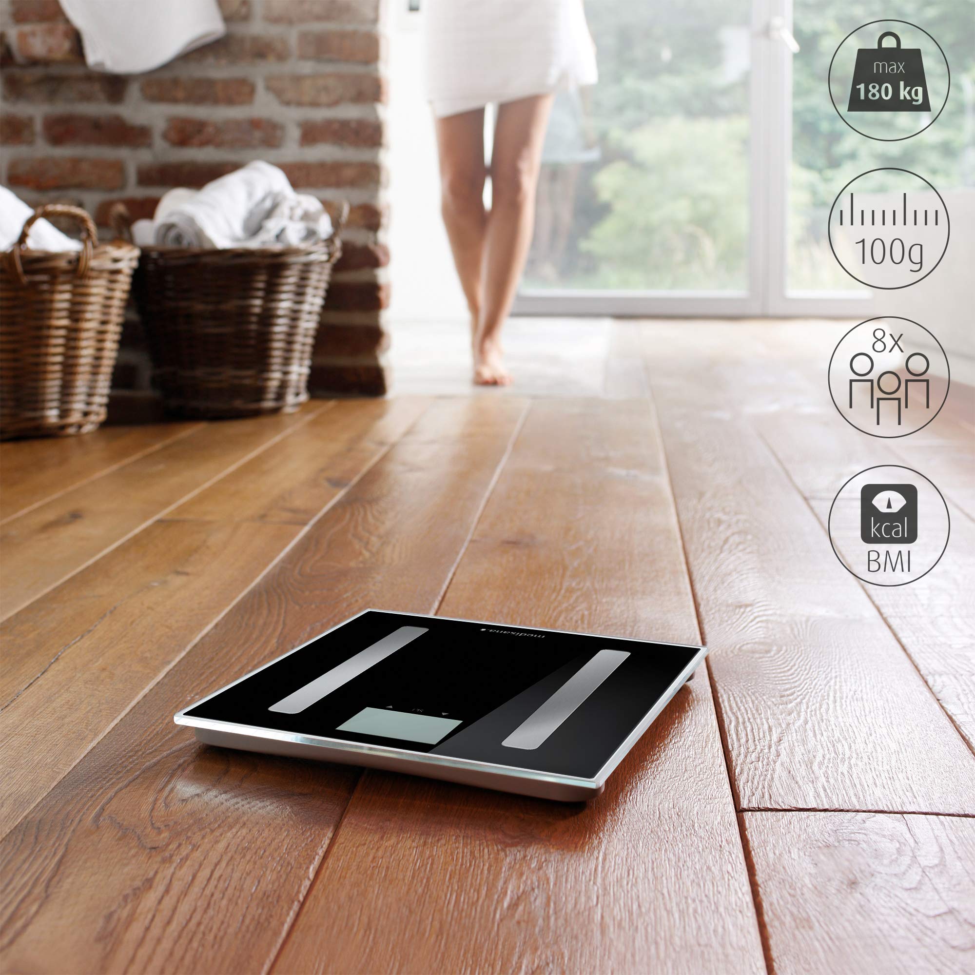medisana-bs-a45-connect-digitale-k-rperanalysewaage-180-kg-bluetooth-app-8-nutze image 3