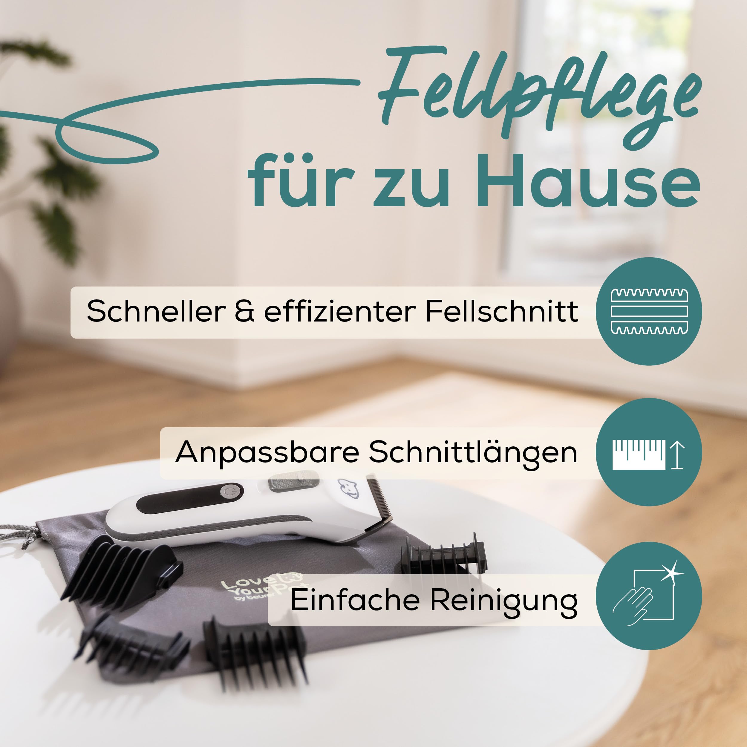 beurer-love-your-pet-schermaschine-fluffy-leise-trimmer-f-r-hunde-katzen-9-teili image 3